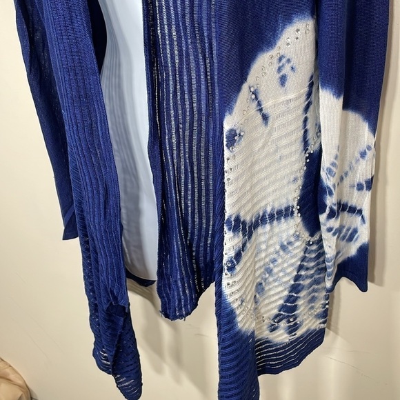 NWT. Belldini Medium Beaded Tie Dye Open Front Cardigan. - Picture 5 of 10